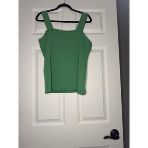 Pulse Square Neck Ribbed Tank Top Xl Green